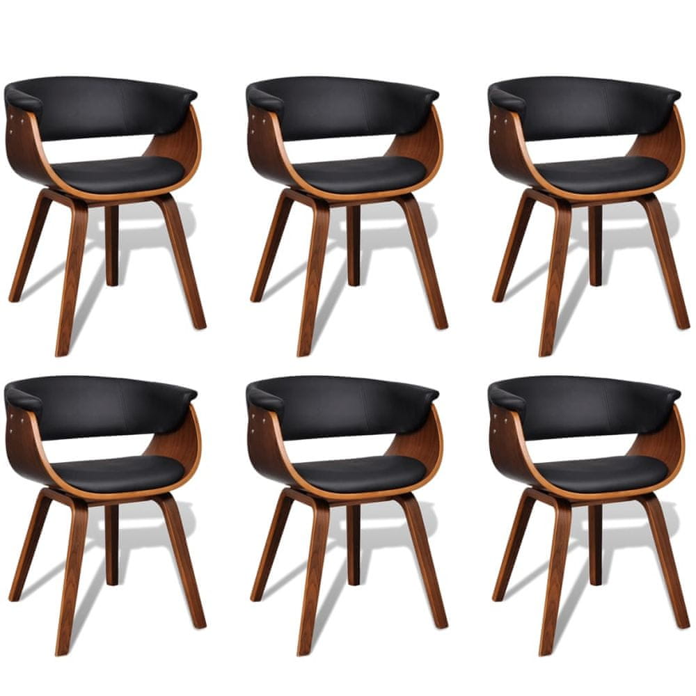 Vidaxl Jedálenské stoličky 6 ks, ohýbané drevo a umelá koža